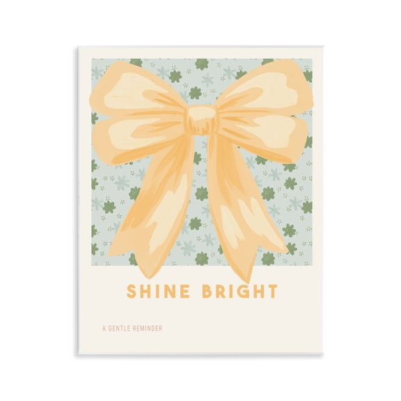 Stupell Industries Shine Bright Yellow Bow Wall Plaque Art, design by Courtney Haley, 14 x 11