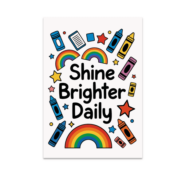 Shine Brighter Daily - Motivational Kids Art - 13x19 Poster Print