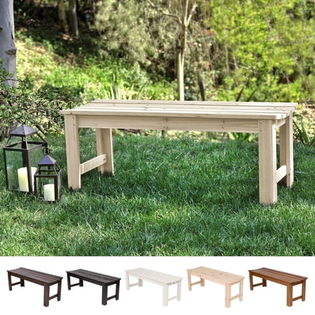 Shine Company 48" Cedar Wood Backless Patio Porch Garden Bench in White