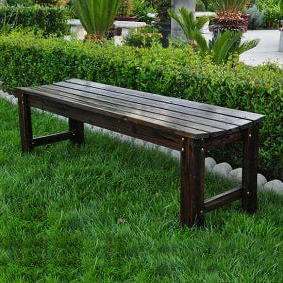 Shine Company 60" Cedar Wood Backless Patio Porch Garden Bench in Brown