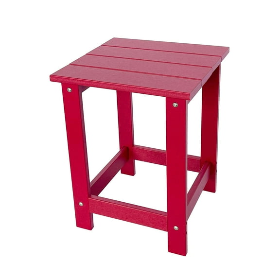 Shine Company Adirondack Indoor/Outdoor Square Resin End Table in Red