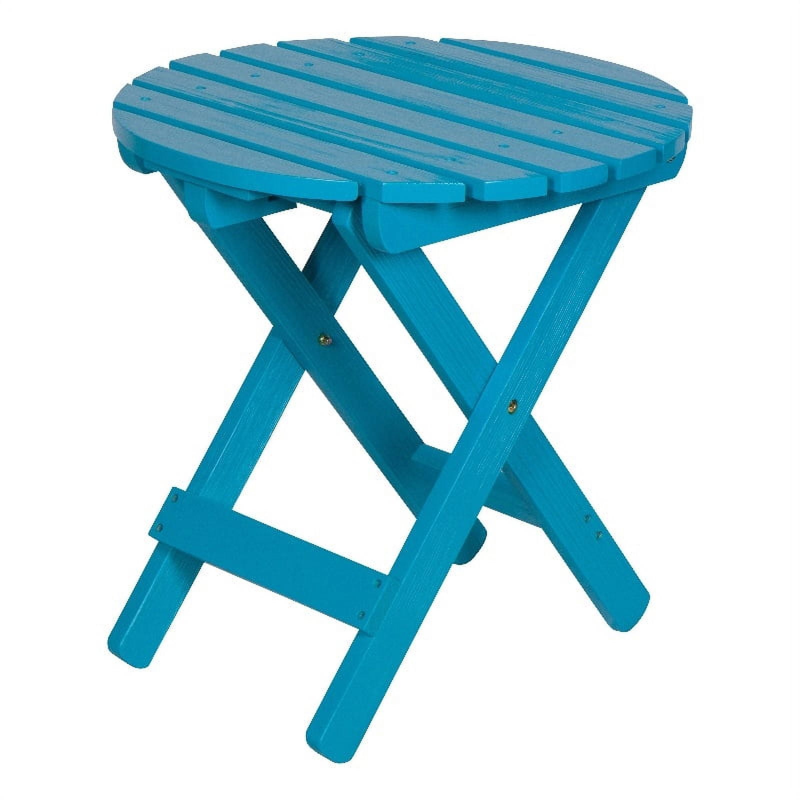 Shine Company Adirondack Round Cedar Wood Foldable Side Table in Blue