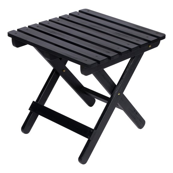 Shine Company Adirondack Square Cedar Wood Foldable Side Table in Black