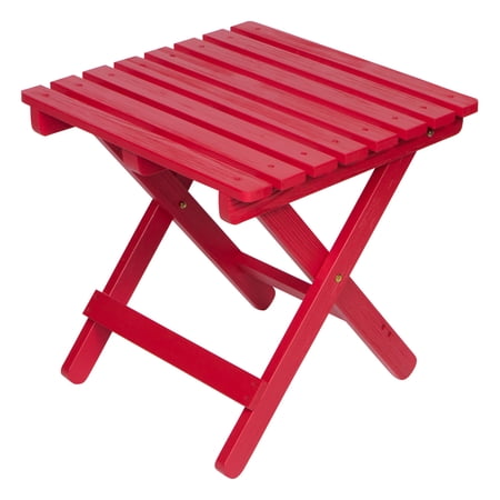 Shine Company Adirondack Square Cedar Wood Foldable Side Table in Red