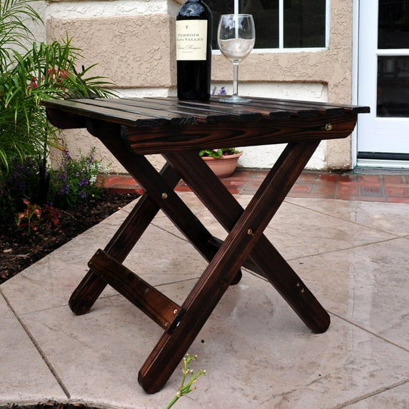 Shine Company Adirondack Square Traditional Wood Foldable Side Table in Brown