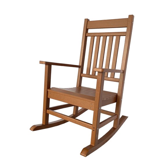 Shine Company All-Weather Traditional Resin Patio Porch Rocker in Brown