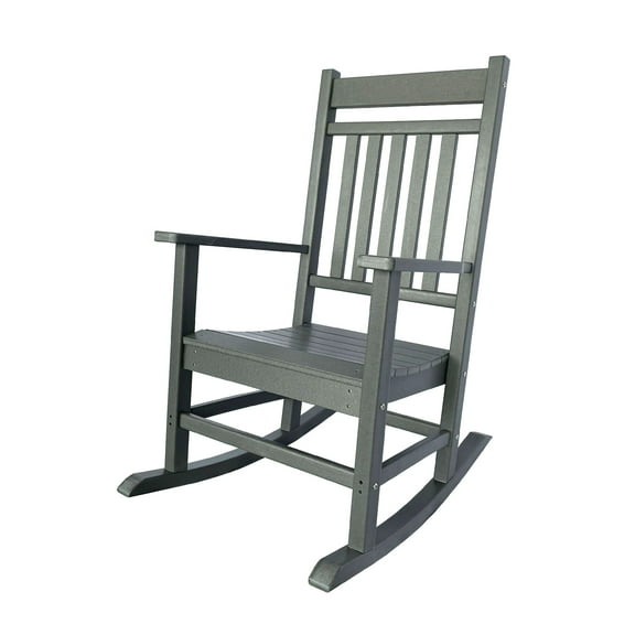 Shine Company All-Weather Traditional Resin Patio Porch Rocker in Gray