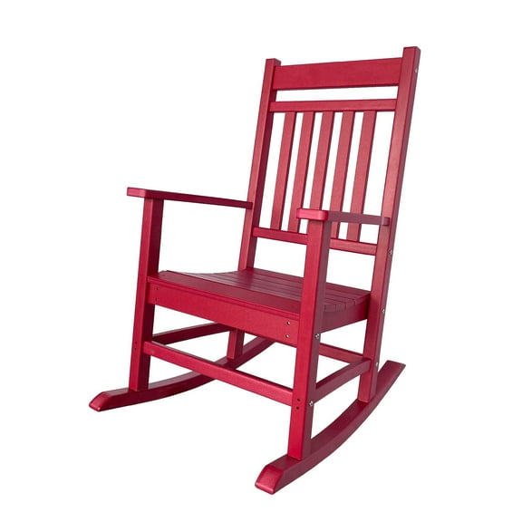 Shine Company All-Weather Traditional Resin Patio Porch Rocker in Red