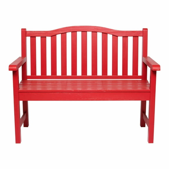 Shine Company Belfort II Wood Garden Bench, Chili Red