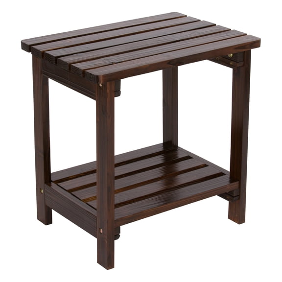Shine Company Rectangular Wood End Table Indoor/Outdoor Side Table in Brown