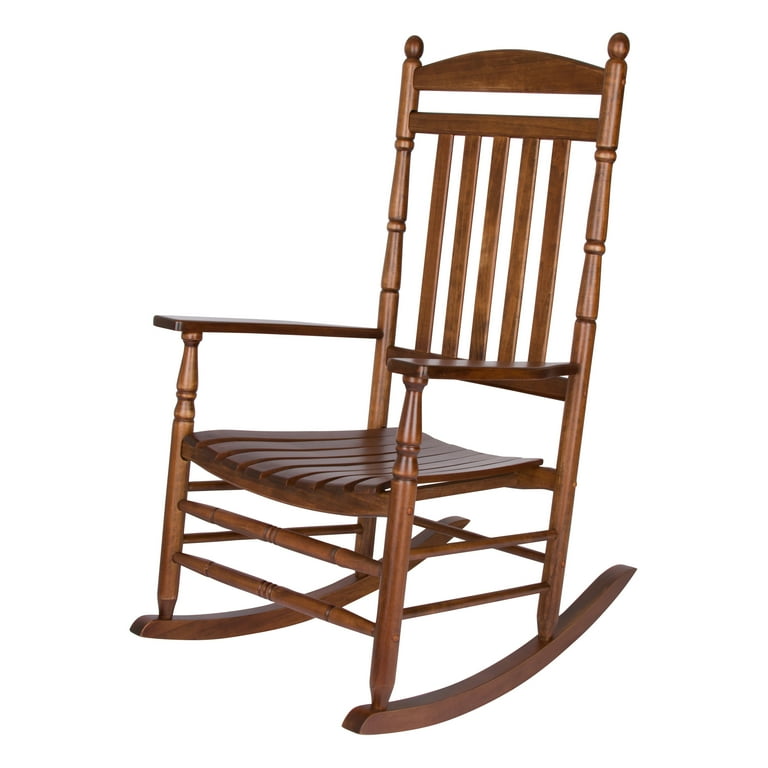 Shine Company Rhode Polyurethane High Back Slat Back Rocking Chair Oak
