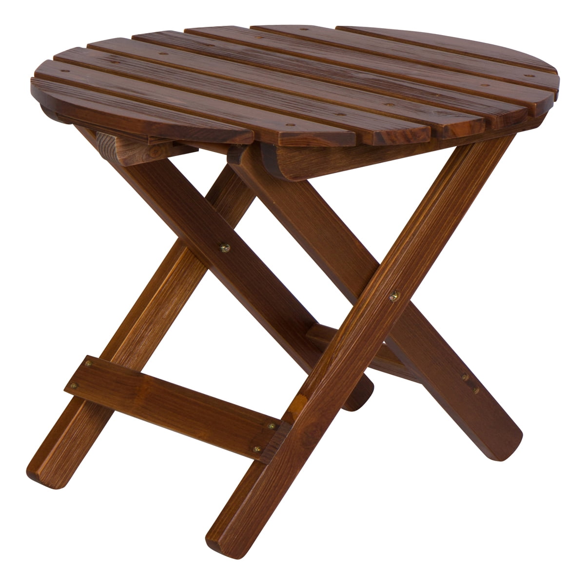 Adirondack Brown Cedar Wood Round Folding Side Table