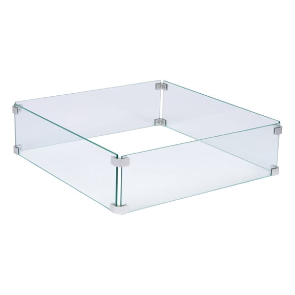 Shine Company Square Traditional Tempered Glass Firepit Wind Guard in Green
