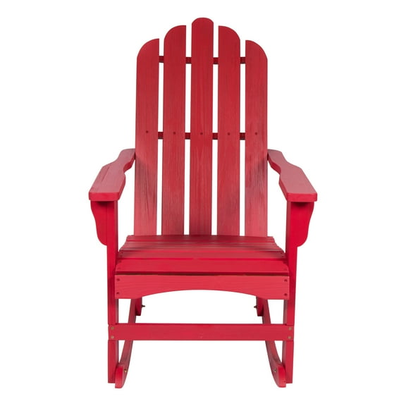 Shine Company Traditional Cedar Wood Adirondack Porch Rocker in Red