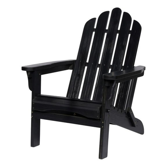 Shine Company Traditional Cedar Wood Folding Adirondack Chair in Black
