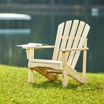 Shine Company Traditional Cedar Wood Patio Deck Adirondack Chair in Beige
