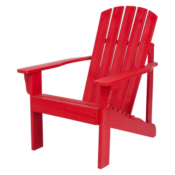 Shine Company Traditional Cedar Wood Patio Firepit Adirondack Chair in Red