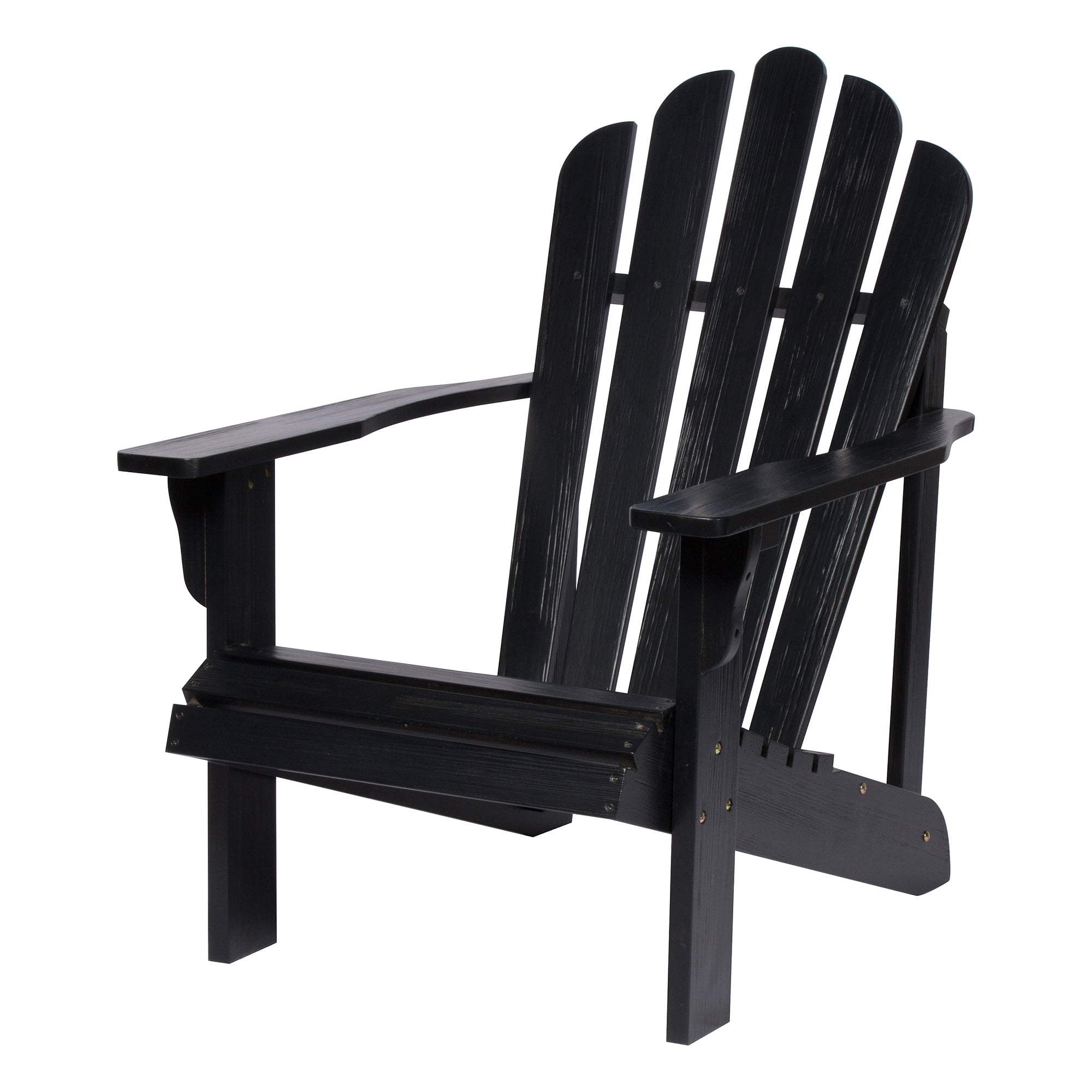 Shine Company Traditional Cedar Wood Patio Porch Adirondack Chair in Black