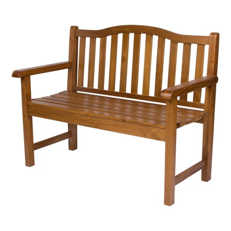 Shine Company Traditional Cedar Wood Patio Porch Garden Bench in Brown