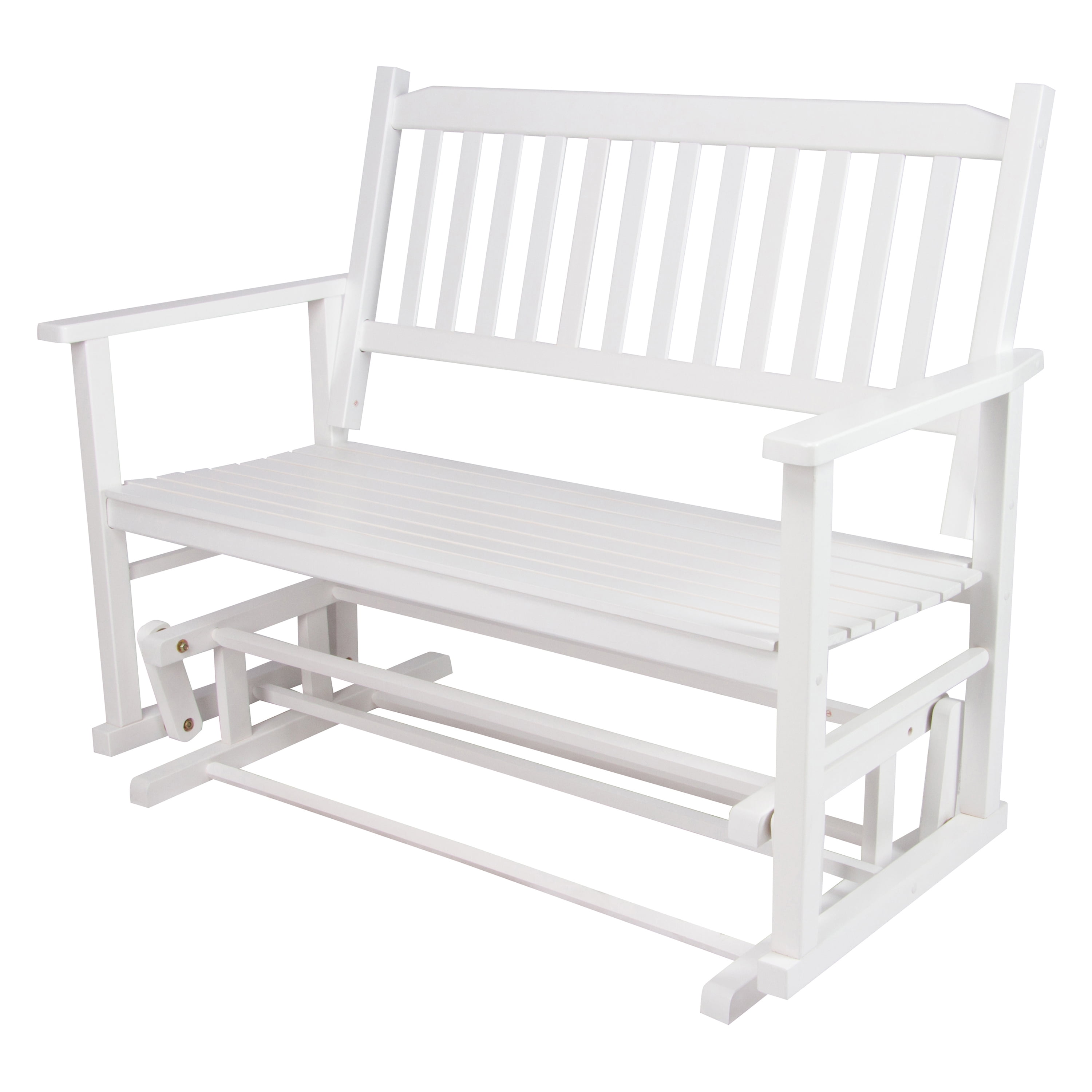 White Cedar Wood Outdoor Glider Loveseat Bench
