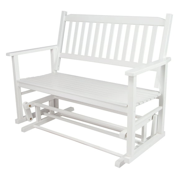 Shine Company Traditional Hardwood Outdoor Glider Loveseat in White Finish