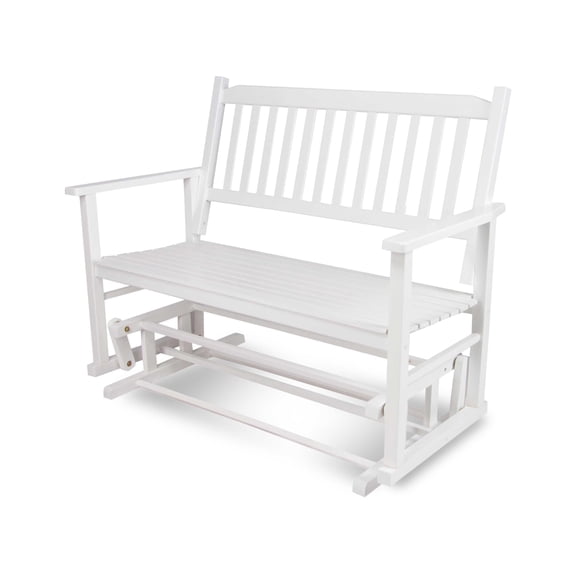 Shine Company Traditional Hardwood Outdoor Glider Loveseat in White Finish