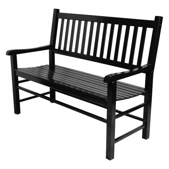 Shine Company Traditional Hardwood Patio Porch Garden Bench in Black