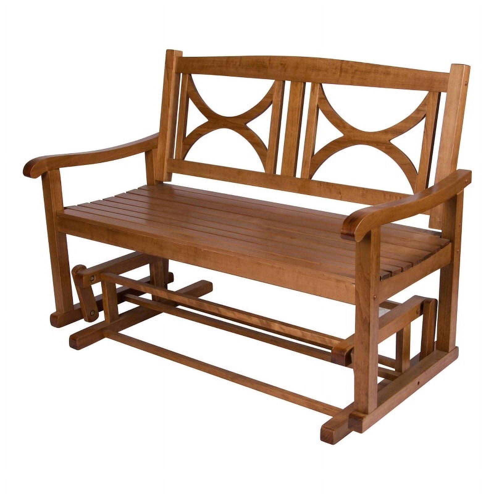 Shine Company Traditional Hardwood Patio Porch Glider Bench in Brown