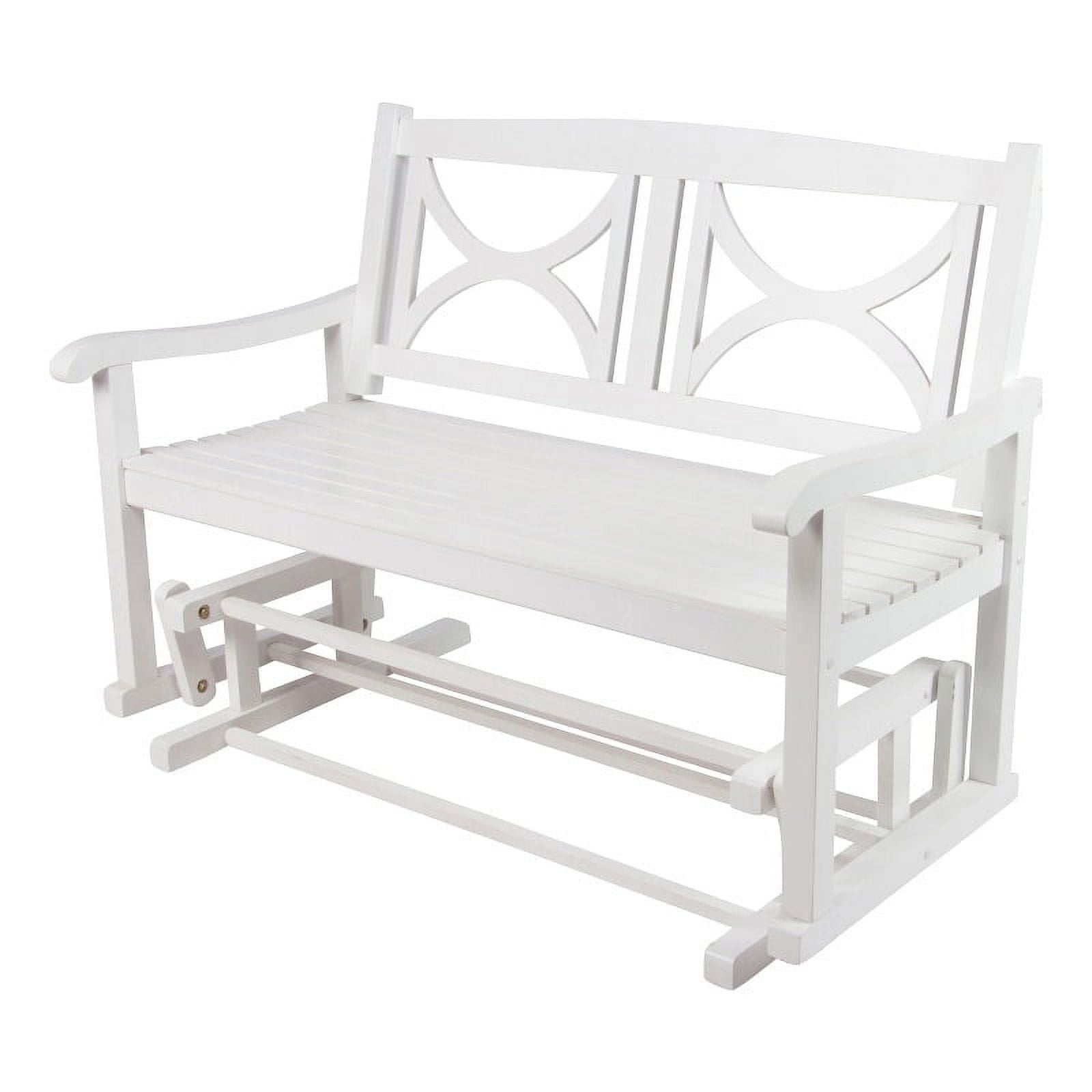 Shine Company Traditional Hardwood Front Porch Glider Bench in White