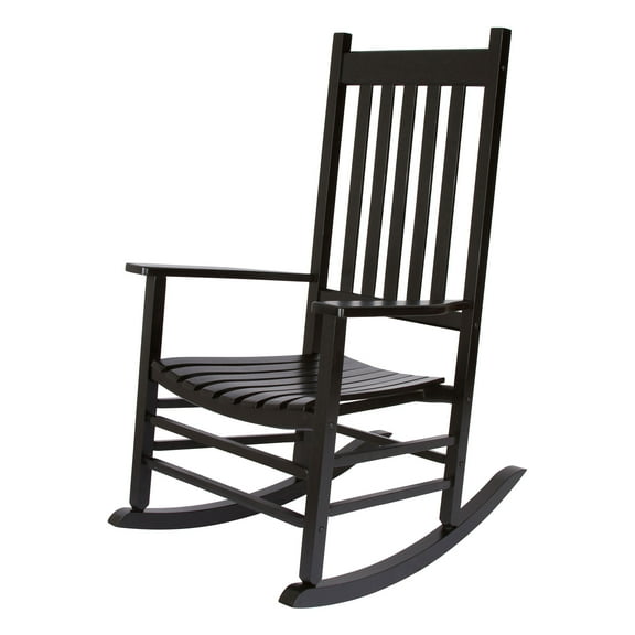Shine Company Vermont Hardwood Outdoor Porch Patio Furniture Rocker Chair, Black