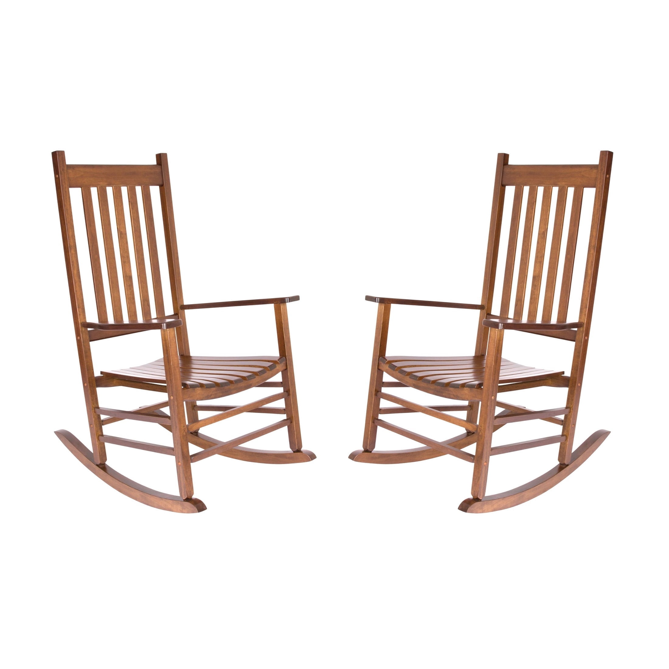 Shine Company Vermont Outdoor Wood Porch Rocking Chair Set of 2, Oak ...