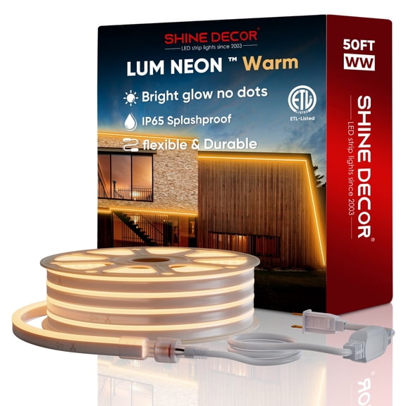 Shine Decor Indoor/Outdoor 50FT Waterproof LED Neon Rope Lights