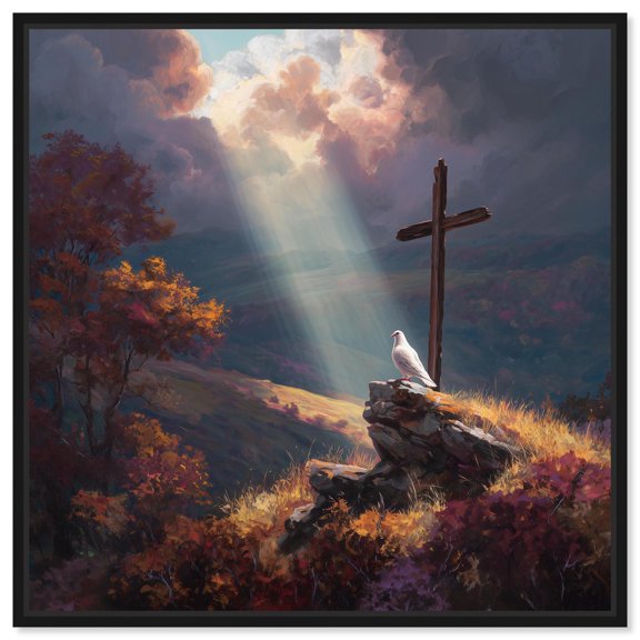 Shine Down Radiance Canvas Print Christian Wall Decor by Art Remedy, Black Frame, 12 x 12