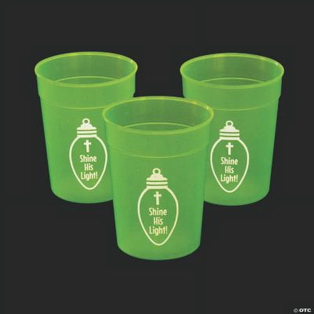 Shine His Light Glow-in-the-Dark Plastic Cups , Christmas, Party Supplies, 12 Pcs