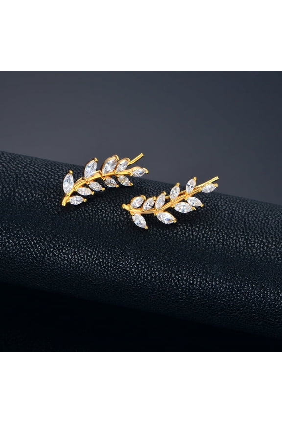 Ear Cuffs Clip Earrings For Women Cute 14K Yellow Gold CZ Crystal No Piercing Earring Punk Jewelry Gifts