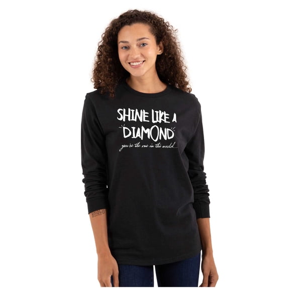 Shine Like Diamond Sparkle Unique Women's Long Sleeve T Shirt Brisco Brands L