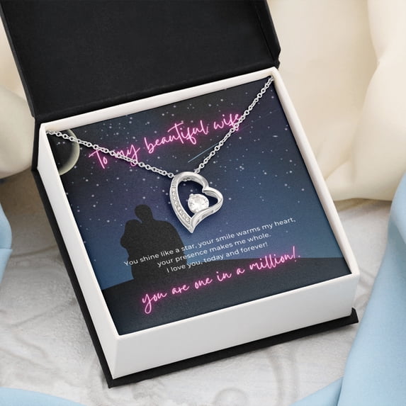 Shine Like a Jewel Forever Love Open Heart Pendant Necklace To My Beautiful Wife