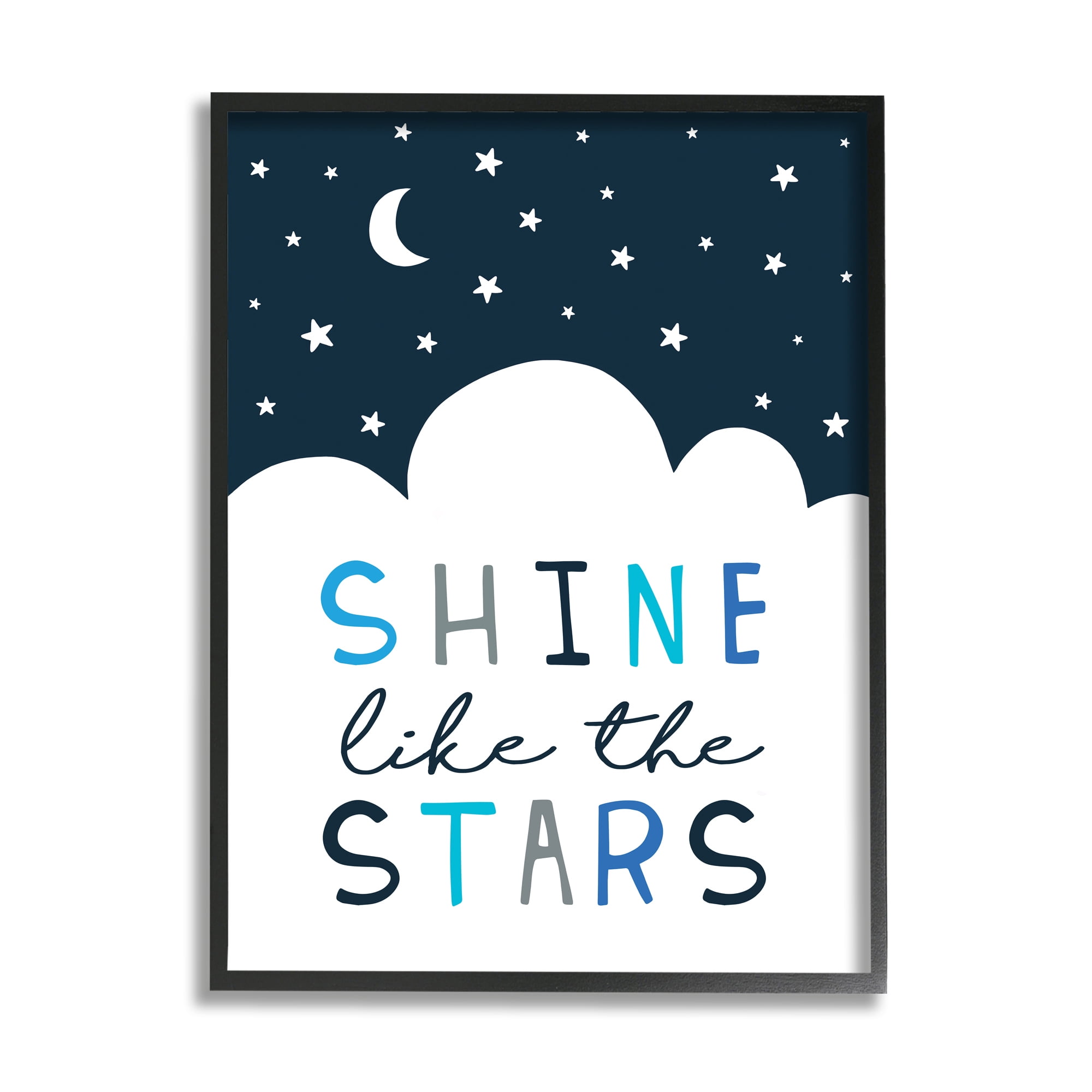 Shine Like the Stars Phrase Night Sky Clouds 16 in x 20 in Framed Painting Art Print, by Stupell Home Décor