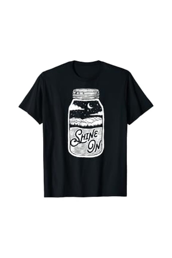 Shine On! Moonshine Lover Jar Design Moon & Mountains T-Shirt
