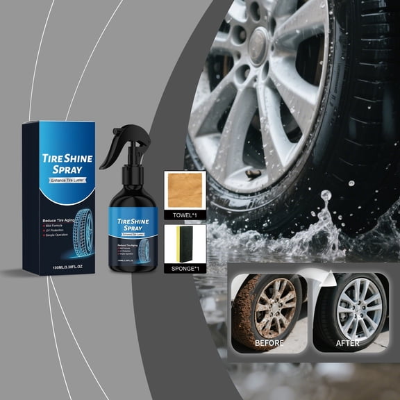 Shine and Protect Car Tires with 100ml Tire Shine Spray Kit for Deep Glossy Finish Cleaning Stain Removal Polishing Restoration and Care Ideal for Daily Maintenance and Detailing