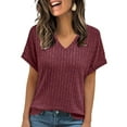 thumbnail image 1 of Shine Up Blouses for Women Casual V Neck Shirts Summer Sweaters Short Sleeve Tunic Tops, 1 of 5
