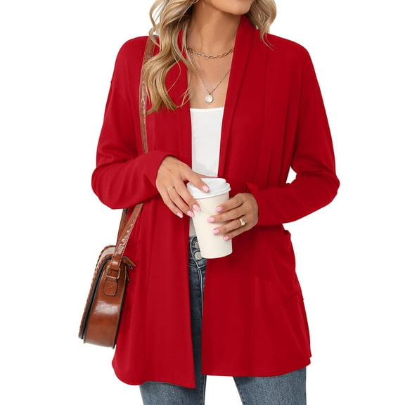 Shine Up Cardigan for Women Long Sleeve Lightweight Tops Casual Open Front Cardigans with Pockets