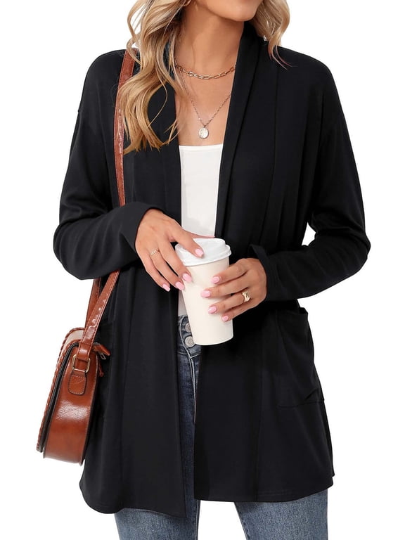 Cardigan for Women Long Sleeve Lightweight Tops Casual Open Front Cardigans with Pockets