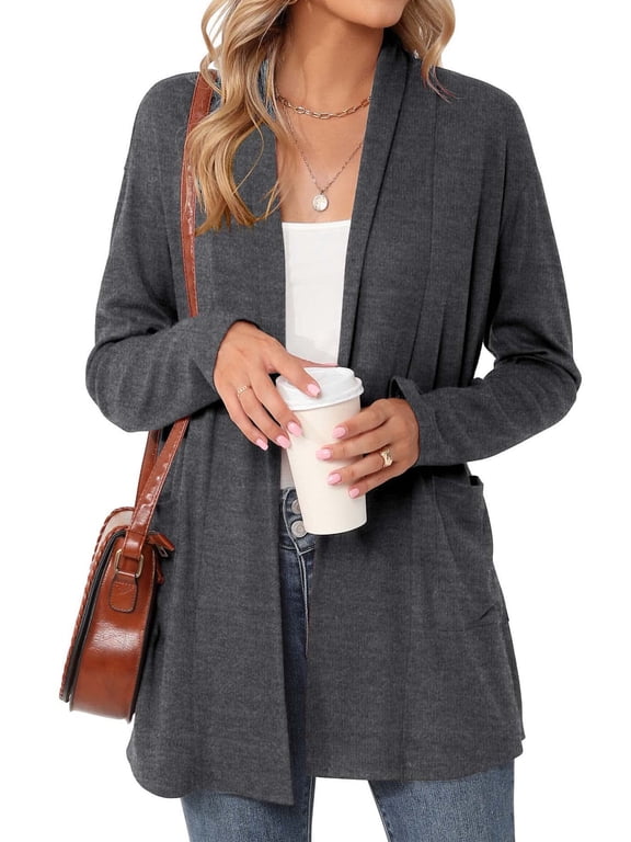 Cardigan for Women Long Sleeve Lightweight Tops Casual Open Front Cardigans with Pockets