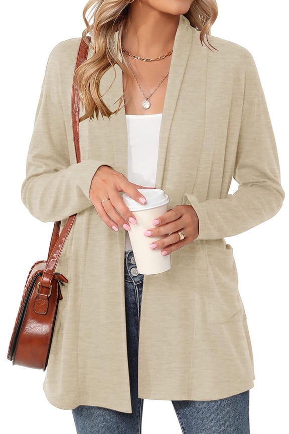 Cardigan for Women Long Sleeve Lightweight Tops Casual Open Front Cardigans with Pockets