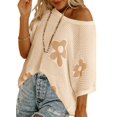 thumbnail image 1 of Shine Up Crochet Beach Coverups Women Swimsuits Summer Short Sleeve Blouses Knit Hollow Out Tops, 1 of 5