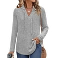 thumbnail image 1 of Shine Up Hoodies for Women Ribbed V Neck Knit Pullover Sweater Fall Hooded Sweatshirts, 1 of 4
