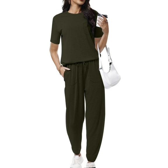Shine Up Jogger Sets for Women Sweatsuit 2 Piece Lounge Set Solid Outfits Sets Casual Tracksuits with Pockets