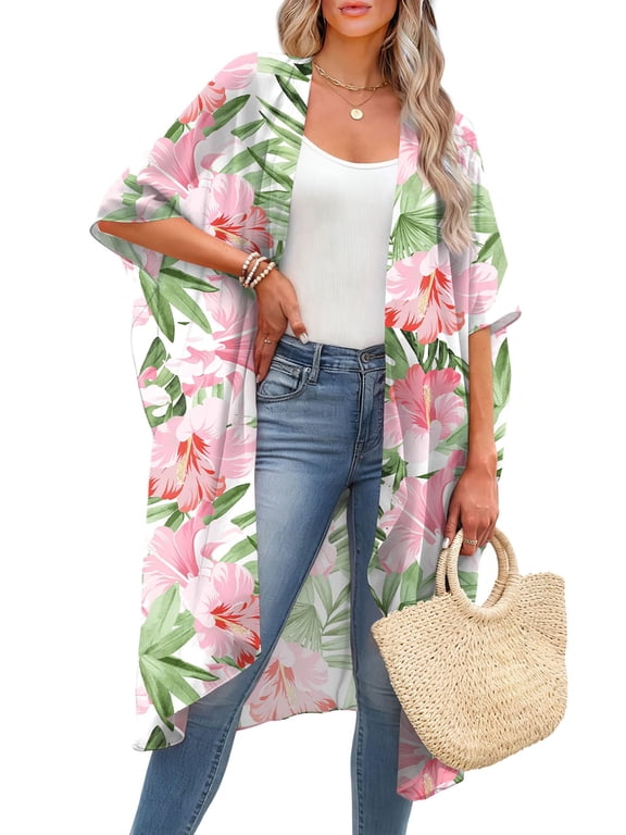 Kimonos for Women Swimsuit Coverup Summer Print Loose Beach Cardigans Swimwear