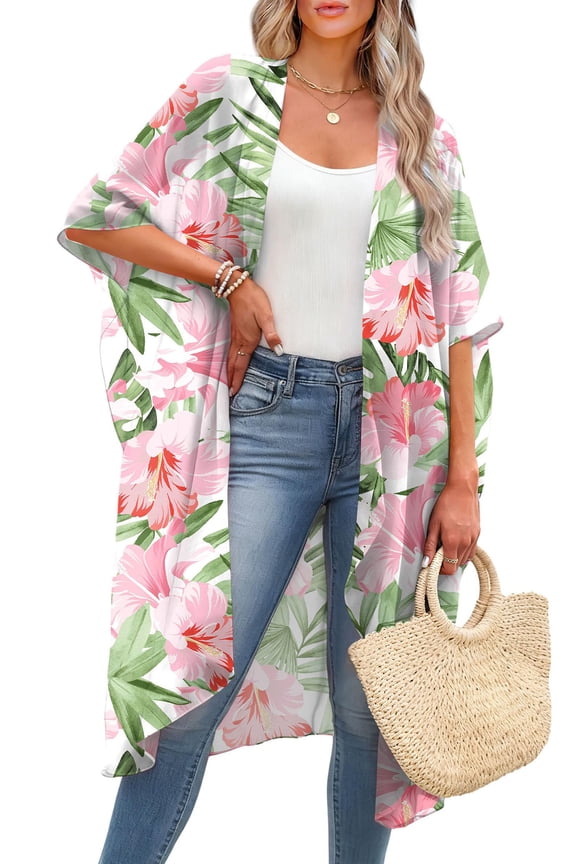 Kimonos for Women Swimsuit Coverup Summer Print Loose Beach Cardigans Swimwear